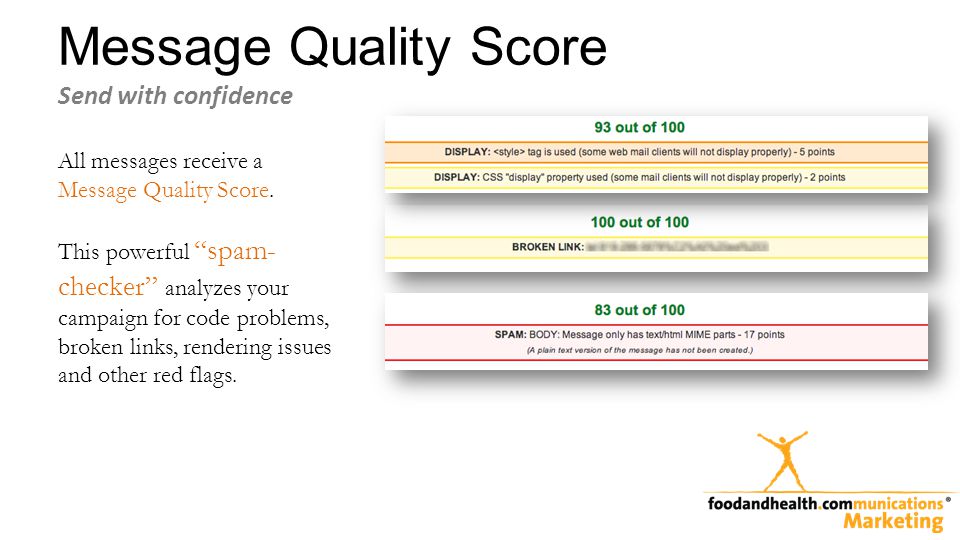 Message Quality Score Send with confidence All messages receive a Message Quality Score.