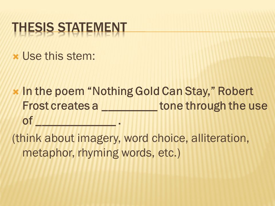 A good thesis statement for the harlem