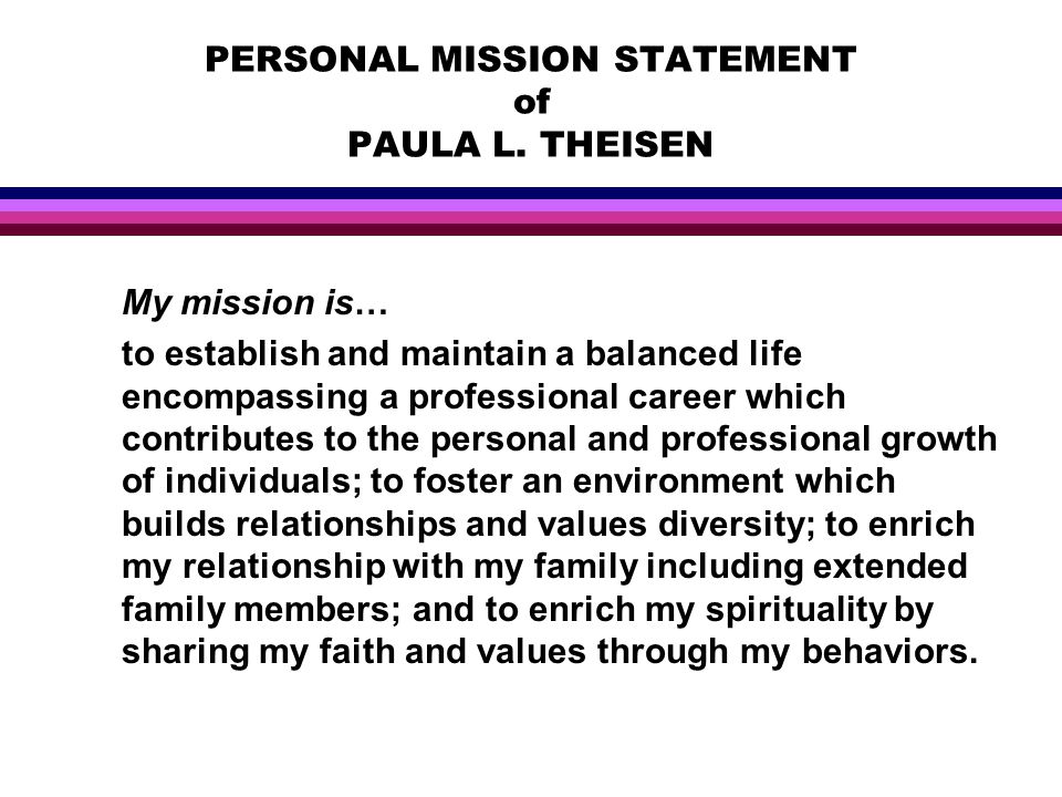 my personal mission statement