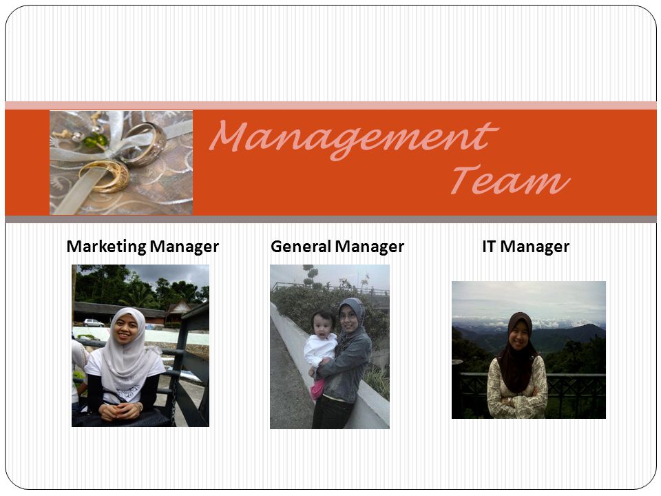 Management Team Marketing Manager General Manager IT Manager