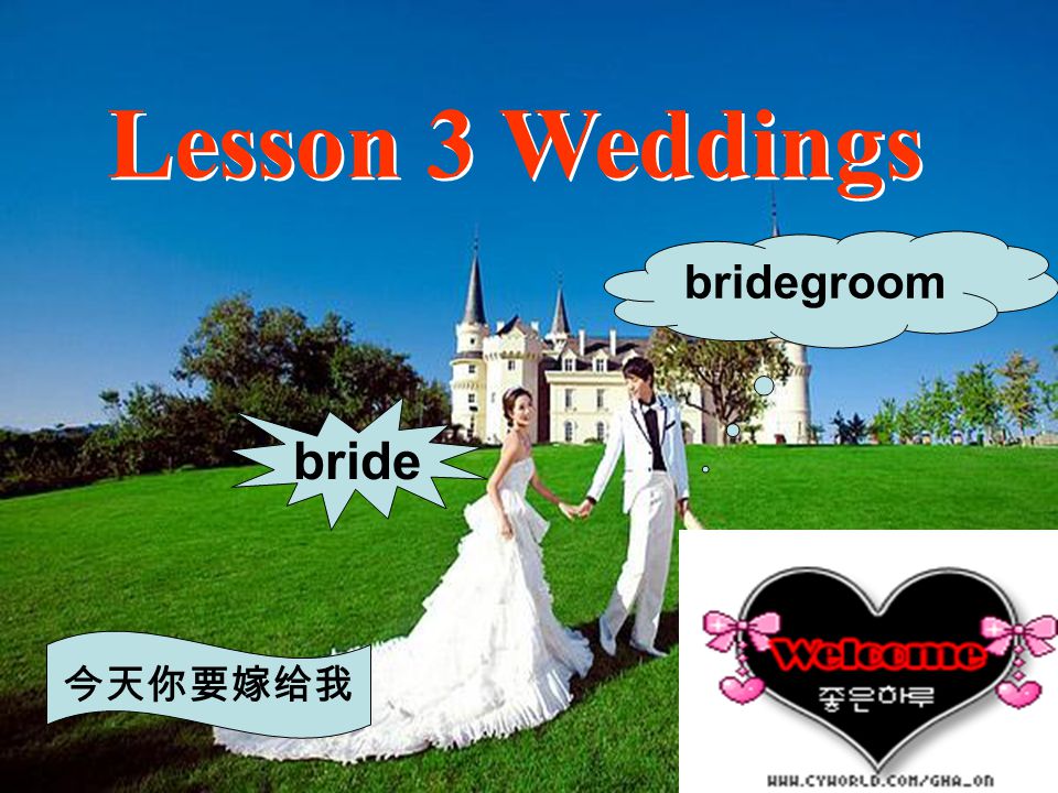 Lesson 3 Weddings bridegroom bride