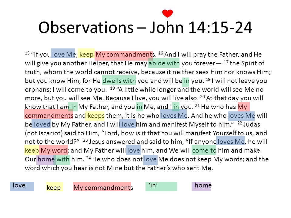 Observations – John 14: If you love Me, keep My commandments.