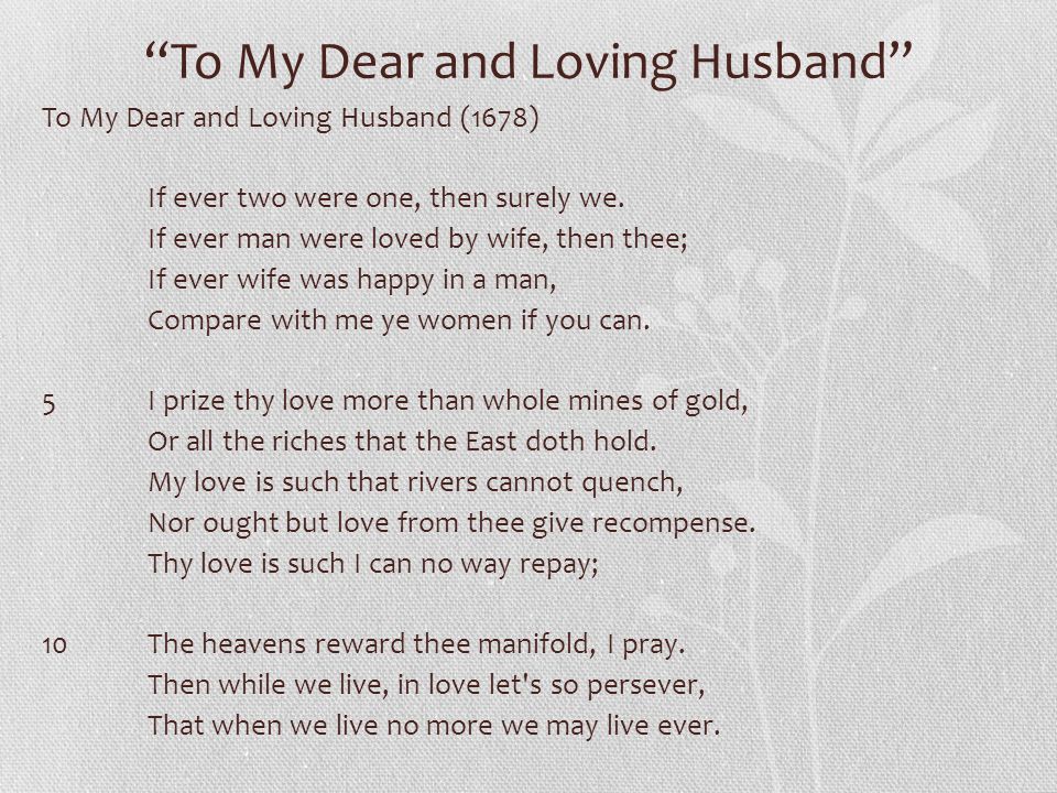 To my dear and loving husband theme
