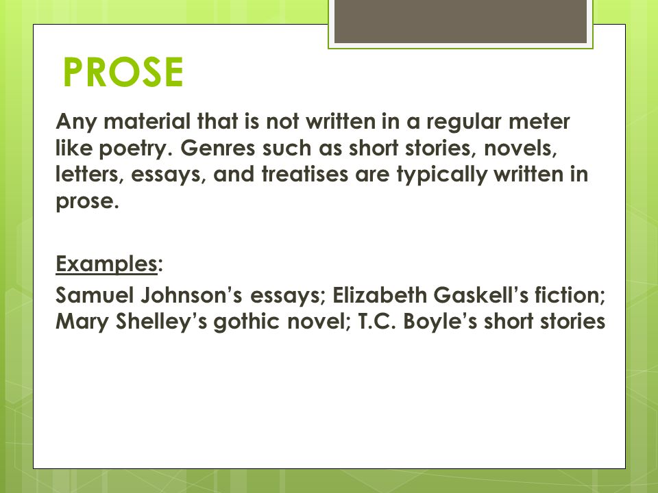 Prose Essay Definition