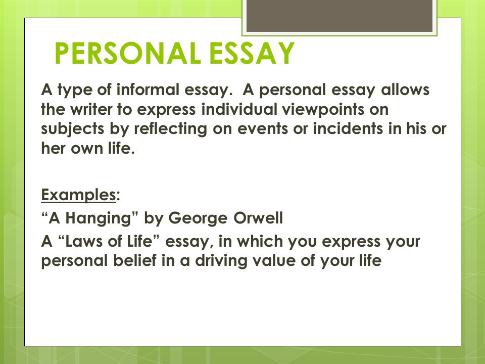 Kinds of informal essay