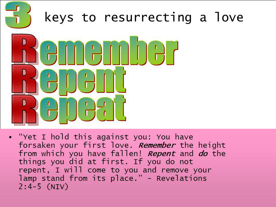 keys to resurrecting a love Yet I hold this against you: You have forsaken your first love.