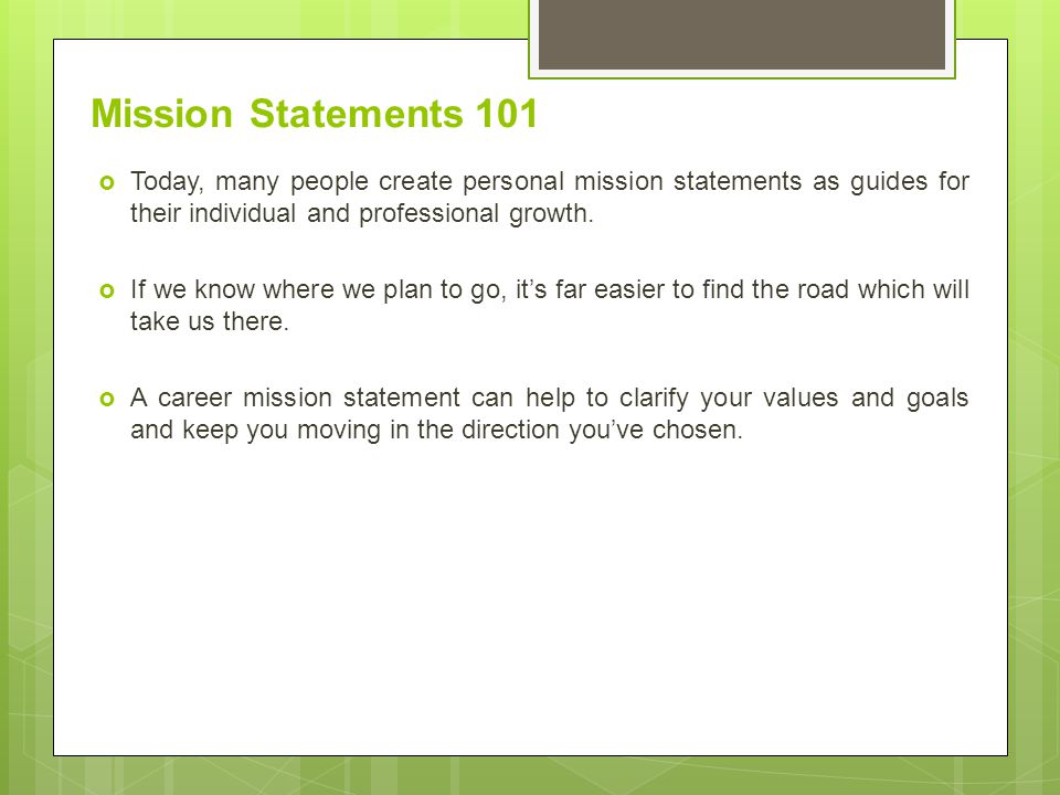 personal professional mission statement