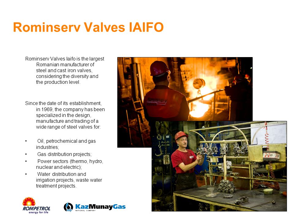 Rominserv Valves IAIFO Rominserv Valves Iaifo is the largest Romanian manufacturer of steel and cast iron valves, considering the diversity and the production level.