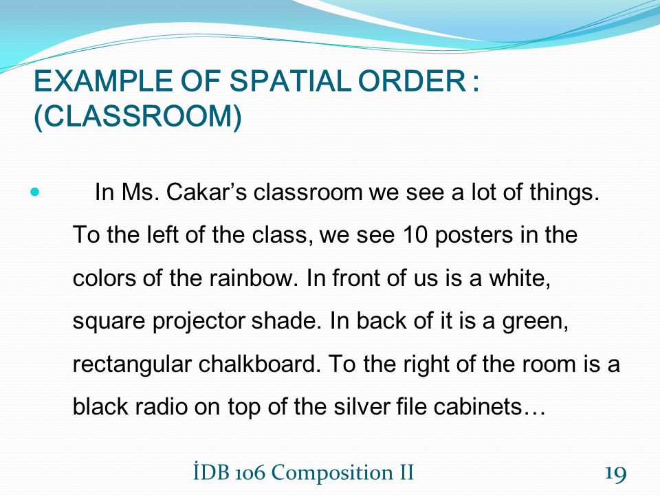spatial order essay writing