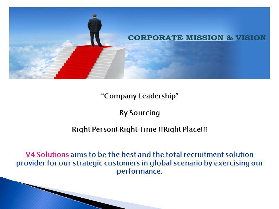 Company Leadership By Sourcing Right Person. Right Time !!Right Place!!.