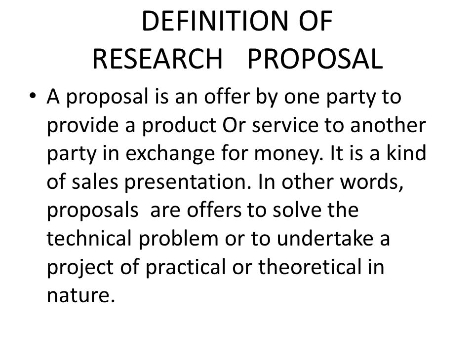 Problem definition research proposal