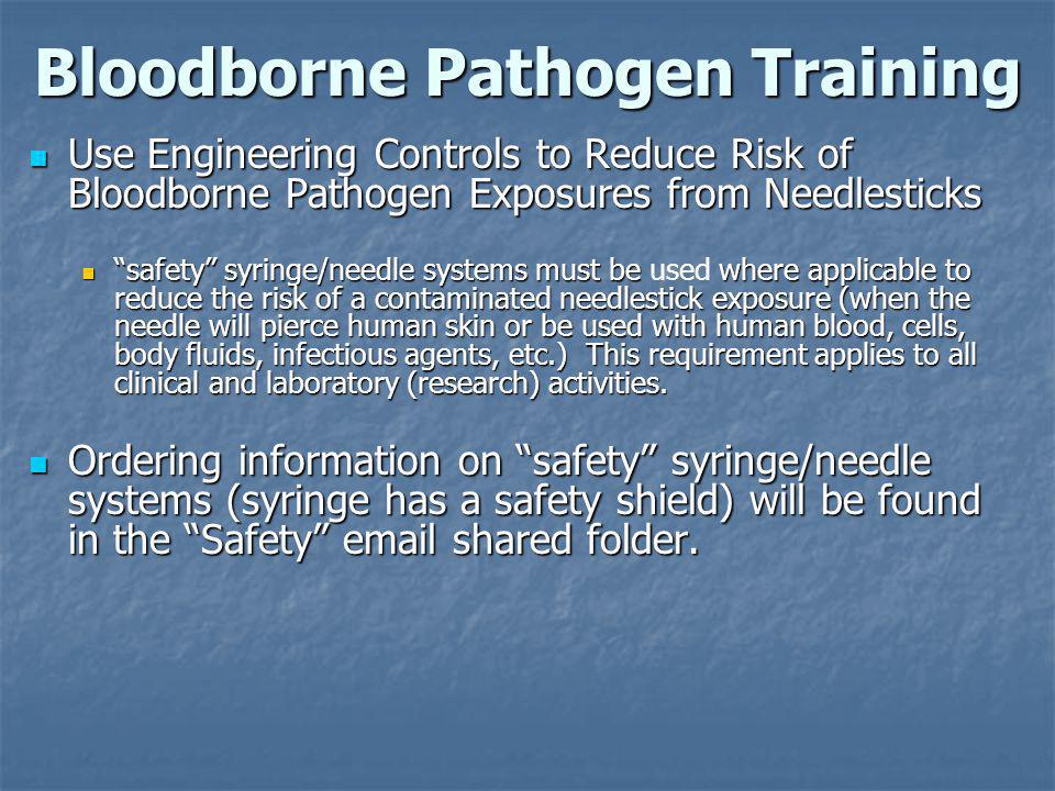 bloodborne pathogens The goal of the bloodborne pathogen standard is to establish guidelines for organizations to develop a program providing information, training and equipment to protect individuals from occupational exposures to blood or other potentially infectious materials. bloodborne pathogens The goal of the bloodborne pathogen standard is to establish guidelines for organizations to develop a program providing information, training and equipment to protect individuals from occupational exposures to blood or other potentially infectious materials.