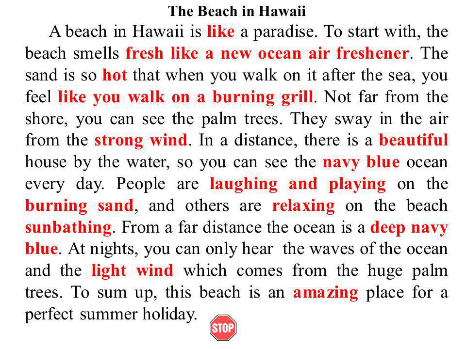 How to start a descriptive essay about a beach