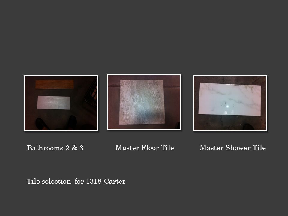 Tile selection for 1318 Carter Bathrooms 2 & 3 Master Shower Tile Master Floor Tile