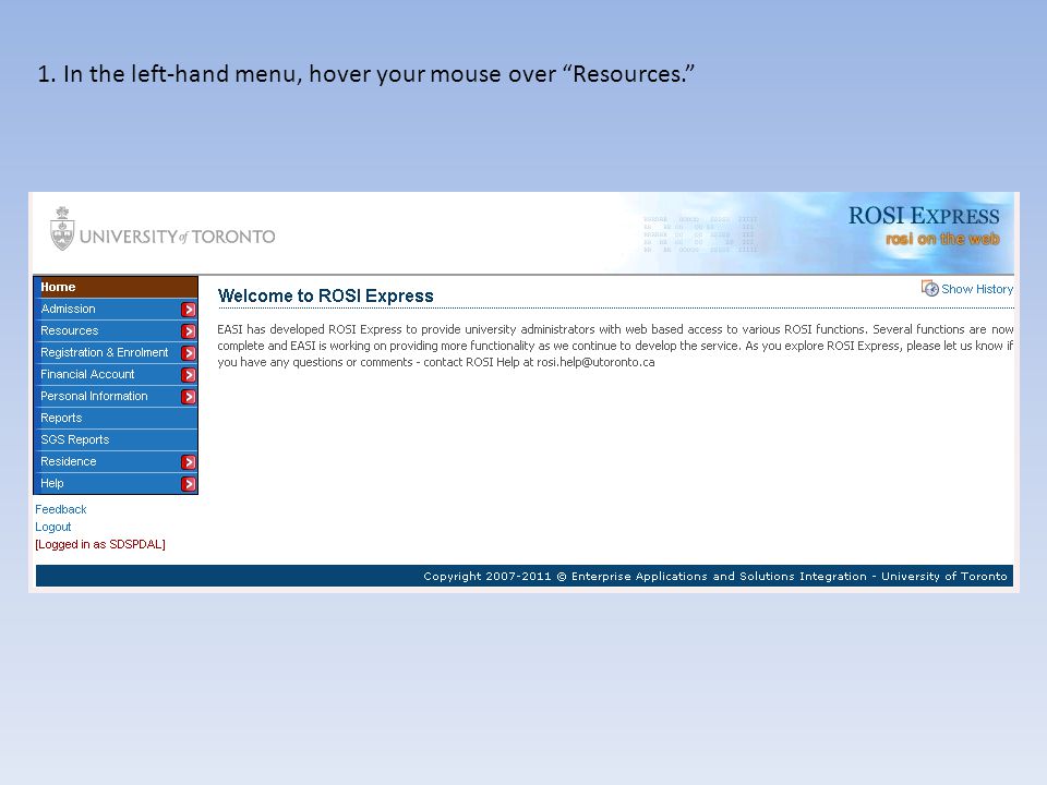 1. In the left-hand menu, hover your mouse over Resources.