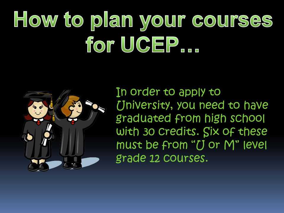 In order to apply to University, you need to have graduated from high school with 30 credits.