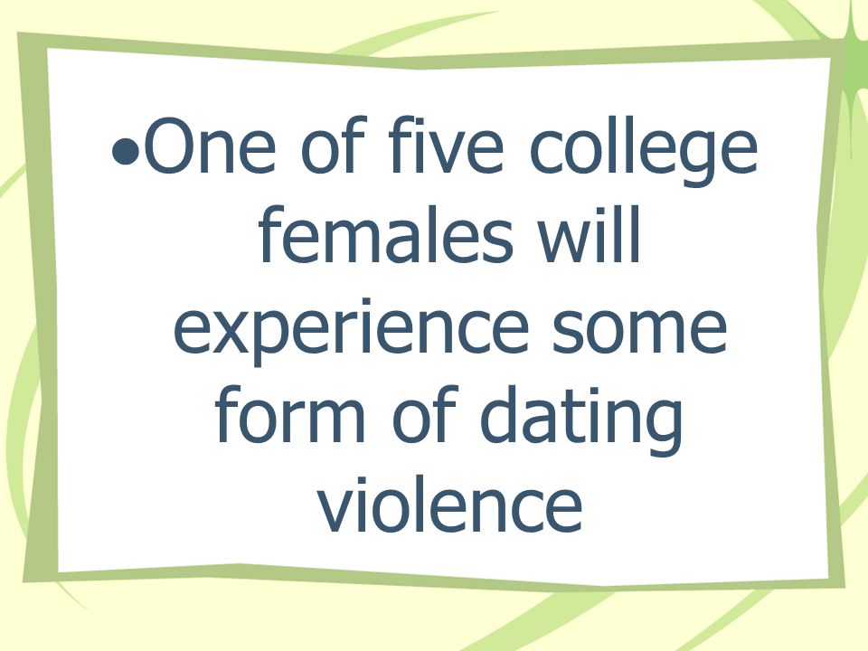 One of five college females will experience some form of dating violence