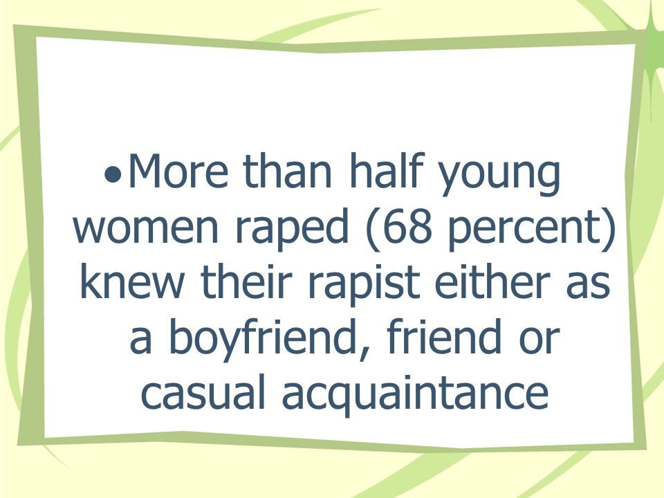 More than half young women raped (68 percent) knew their rapist either as a boyfriend, friend or casual acquaintance