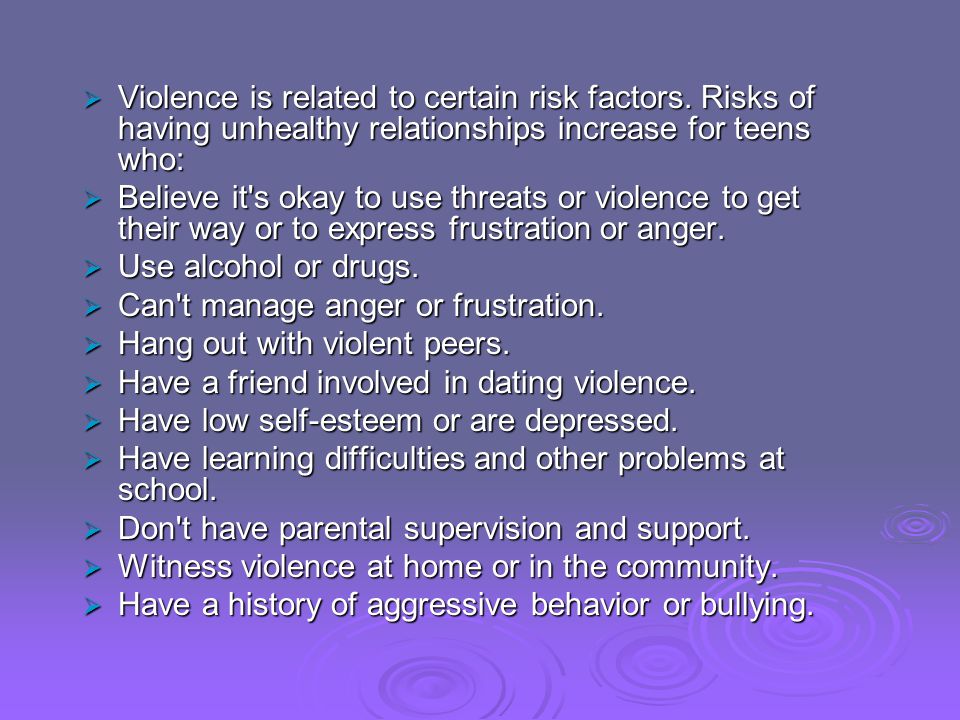 Violence is related to certain risk factors.