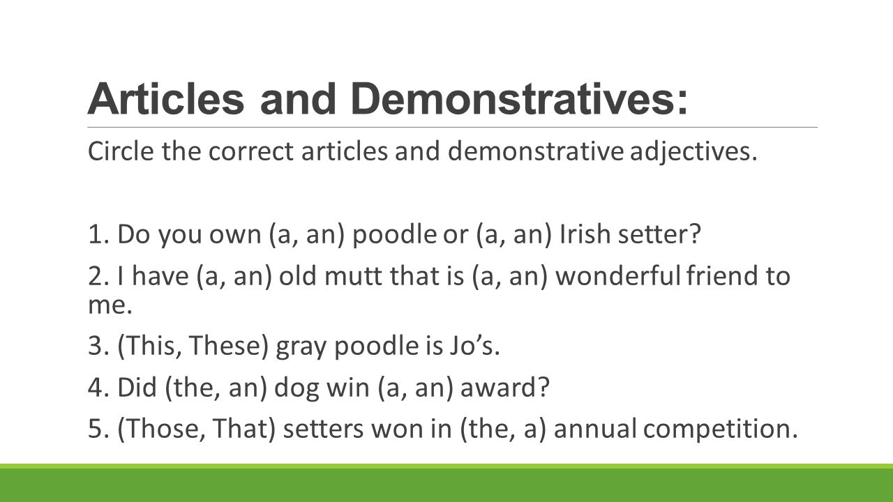 Worksheet Circle The Adjectives modifiers test review mrs s irizarry adjectives underline each articles and demonstratives circle the correct demonstrative 1 do you
