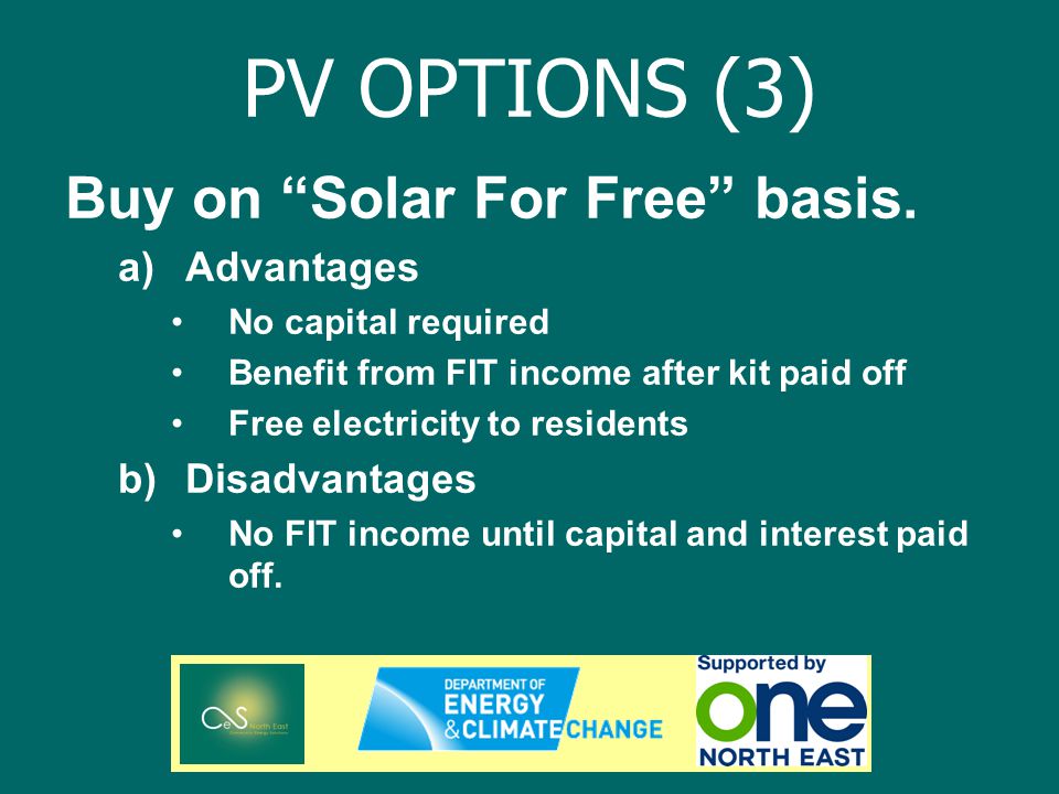 PV OPTIONS (3) Buy on Solar For Free basis.