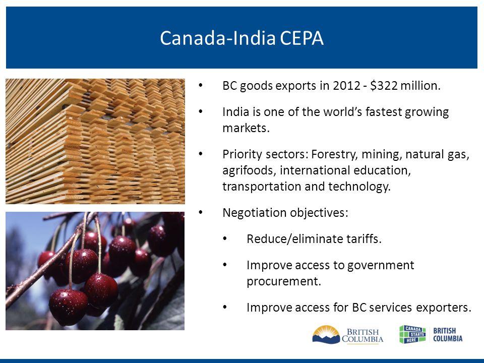 Canada-India CEPA BC goods exports in $322 million.