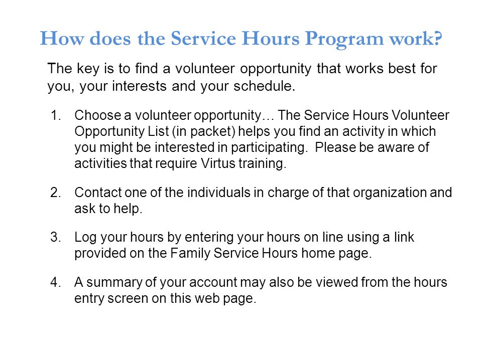 How does the Service Hours Program work.