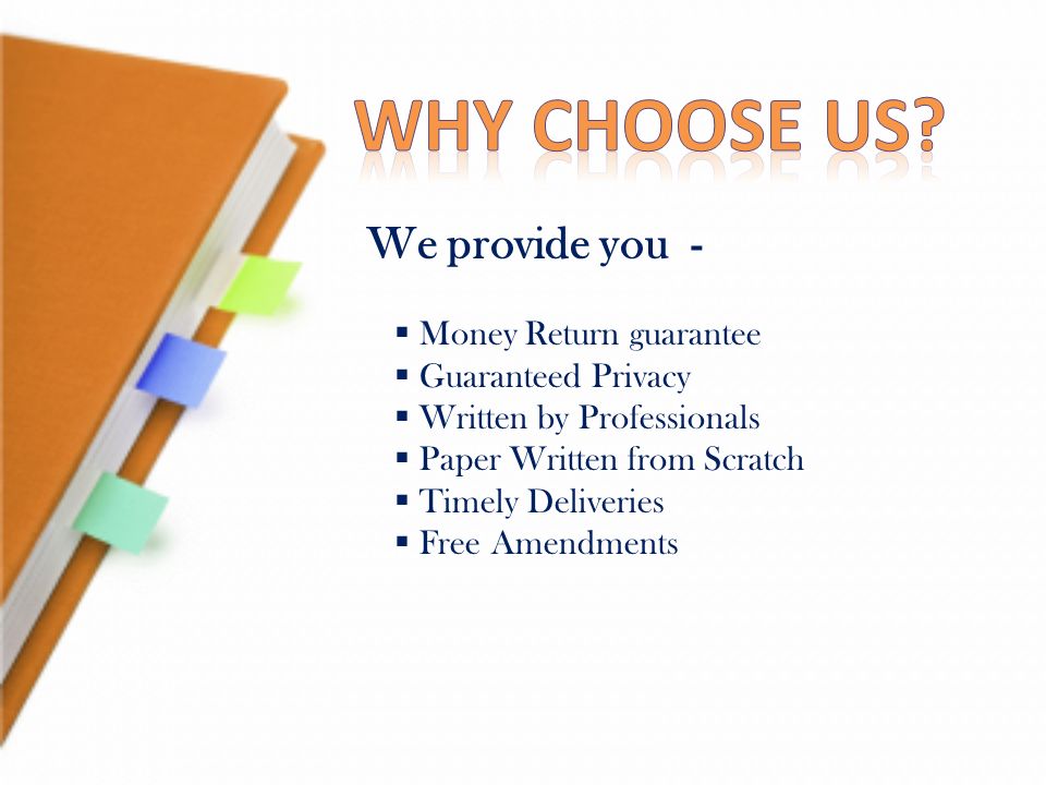 We provide you -  Money Return guarantee  Guaranteed Privacy  Written by Professionals  Paper Written from Scratch  Timely Deliveries  Free Amendments