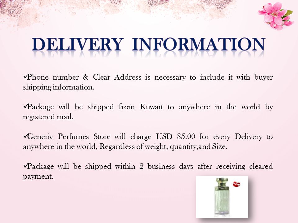 Phone number & Clear Address is necessary to include it with buyer shipping information.