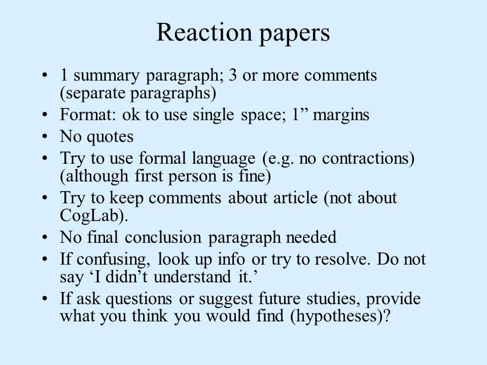 reaction paper to a study reaction paper to a study