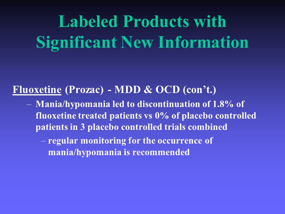 Discontinuation Of Prozac