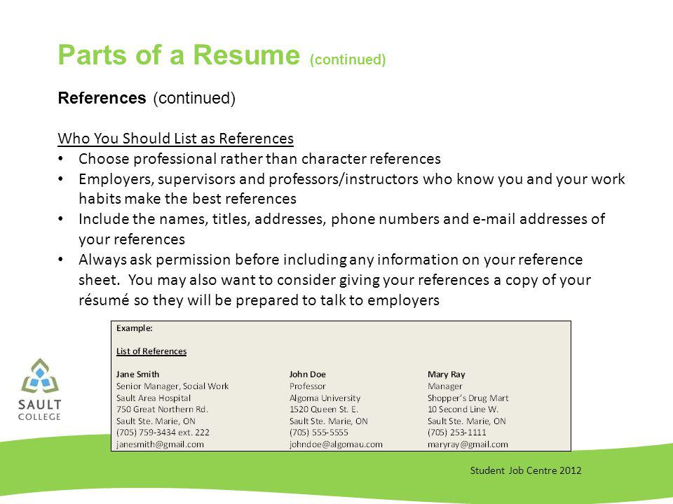 references on a basic resume