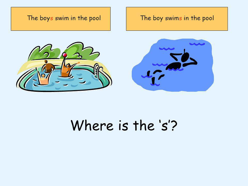 The boys swim in the poolThe boy swims in the pool Where is the s