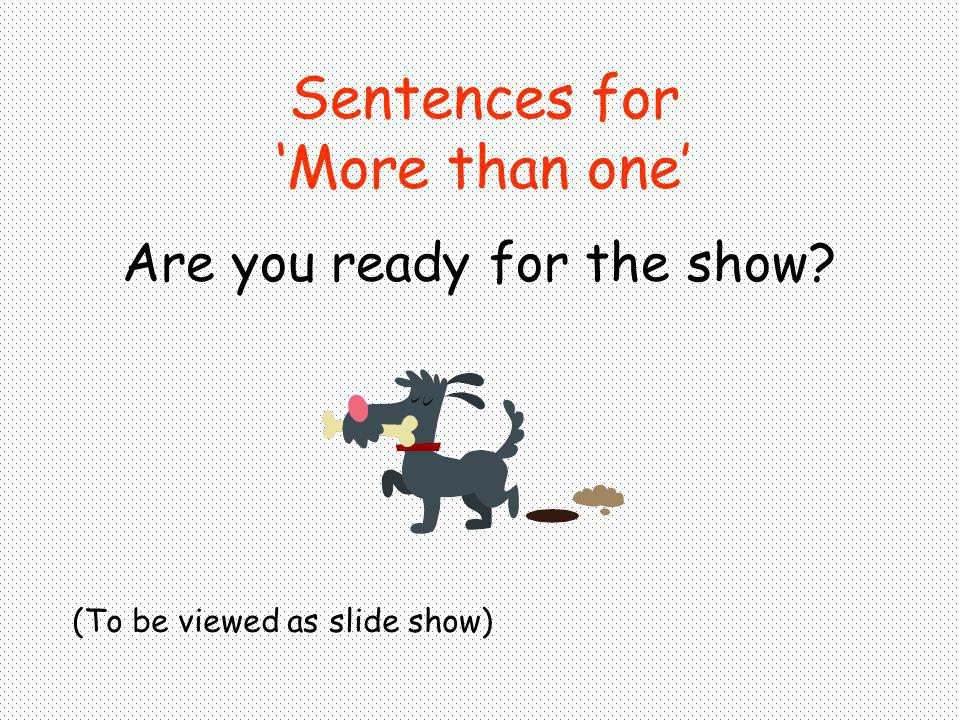 Are you ready for the show (To be viewed as slide show) Sentences for More than one