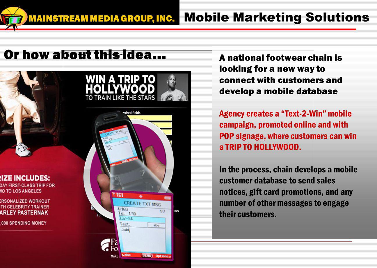 Mobile Marketing Solutions MAINSTREAM MEDIA GROUP, INC.
