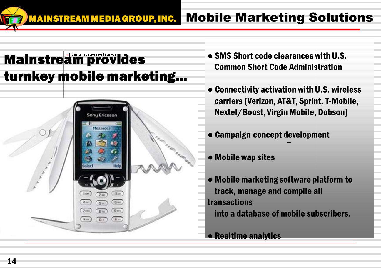 Mobile Marketing Solutions MAINSTREAM MEDIA GROUP, INC.