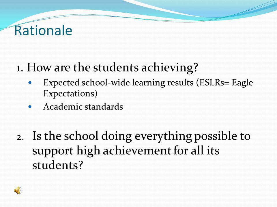 Rationale 1. How are the students achieving.