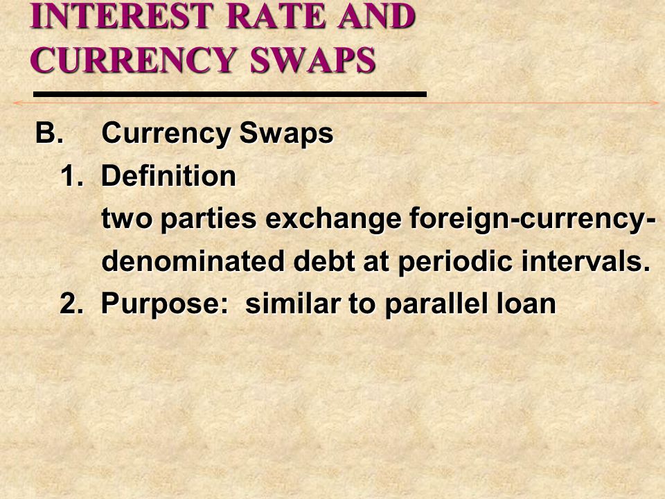INTEREST RATE AND CURRENCY SWAPS B.Currency Swaps 1.
