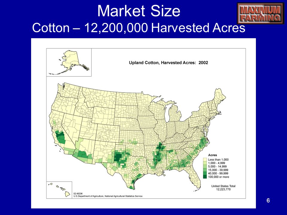 6 Market Size Cotton – 12,200,000 Harvested Acres