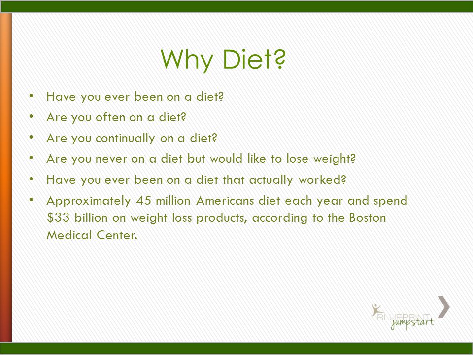 Why Diet. Have you ever been on a diet. Are you often on a diet.