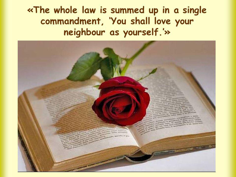 This is why Paul writes that in love for our neighbour not only is the law observed but the whole law is summed up.