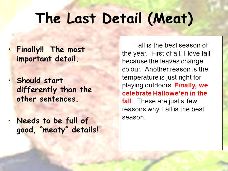 The Last Detail (Meat) Finally!. The most important detail.