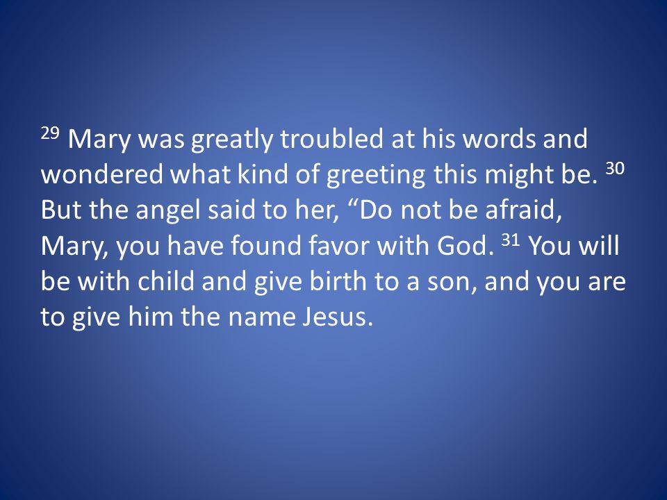 29 Mary was greatly troubled at his words and wondered what kind of greeting this might be.