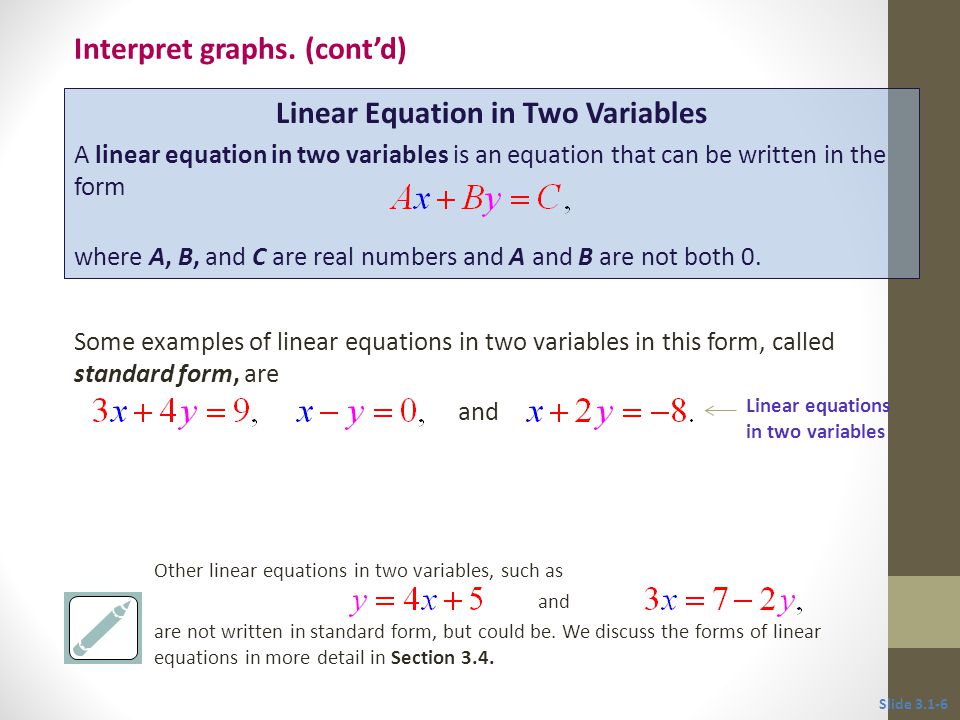 3 1 Linear Equations In Two Variables The Rectangular Coordinate 5 Linear Equation In Two Variables