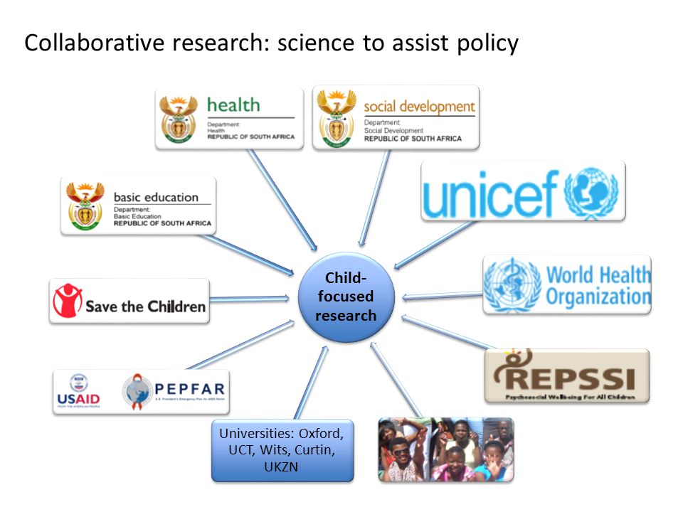Child- focused research Universities: Oxford, UCT, Wits, Curtin, UKZN Collaborative research: science to assist policy