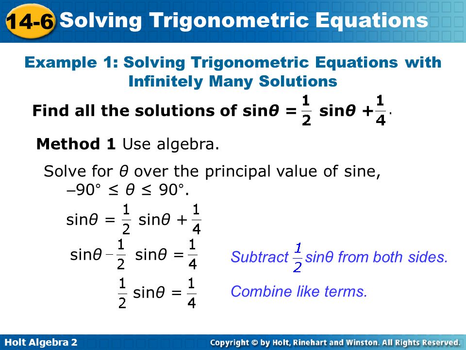 How To Find All Solutions Of A Trigonometric Equation Talkchannels Holt Algebra Solving Trigonometric Equations 14 6