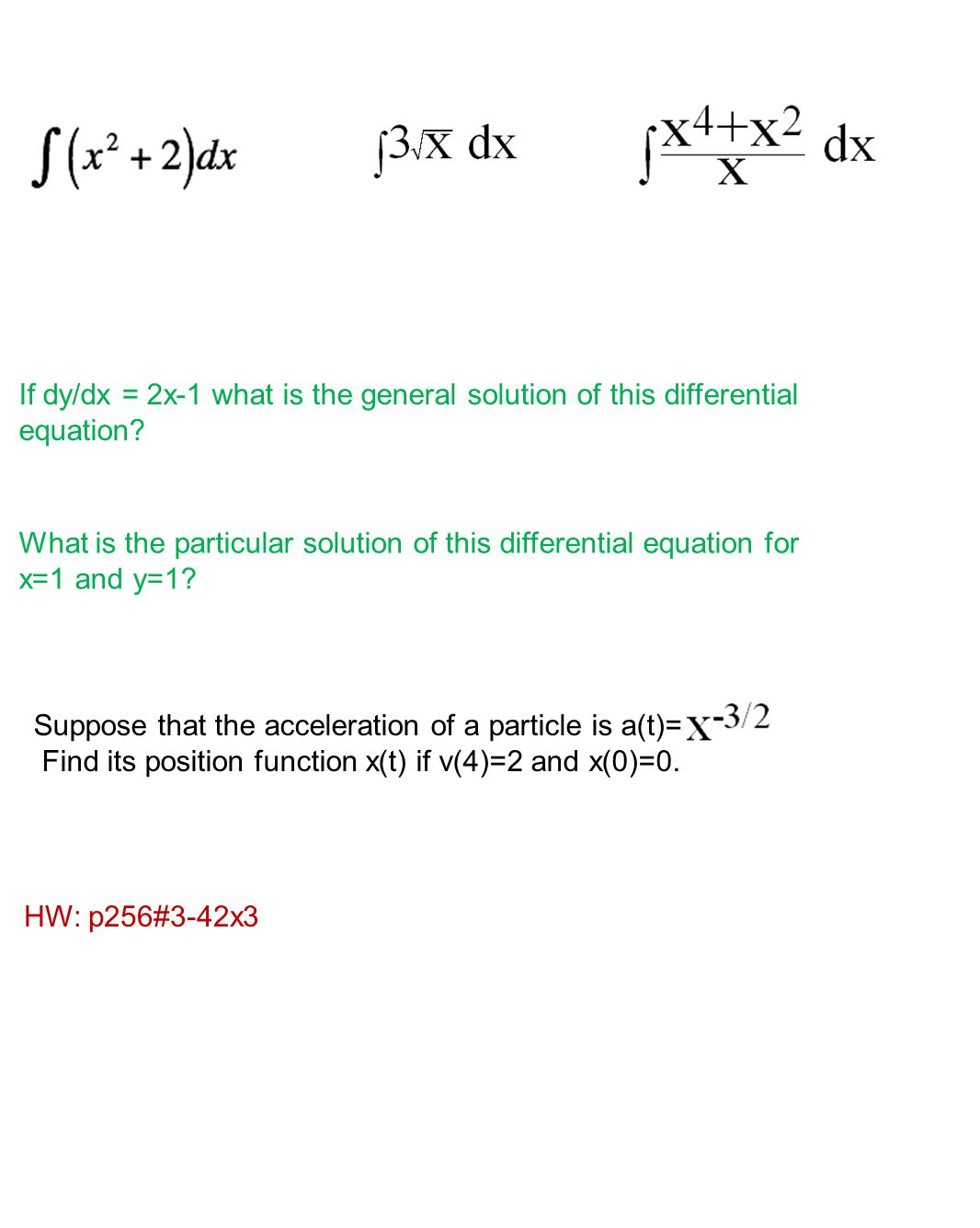 If dy/dx = 2x-1 what is the general solution of this differential equation.