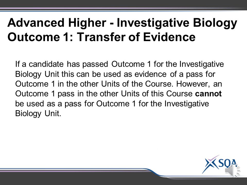  The investigation from this Unit can also provide the basis of the project–report for the Course Assessment.