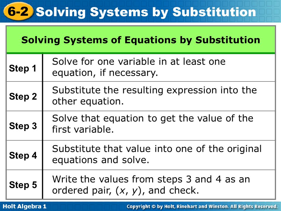 Solve Equations Step By Talkchannels Holt Algebra Solving Systems By Graphing Warm Up Evaluate Each