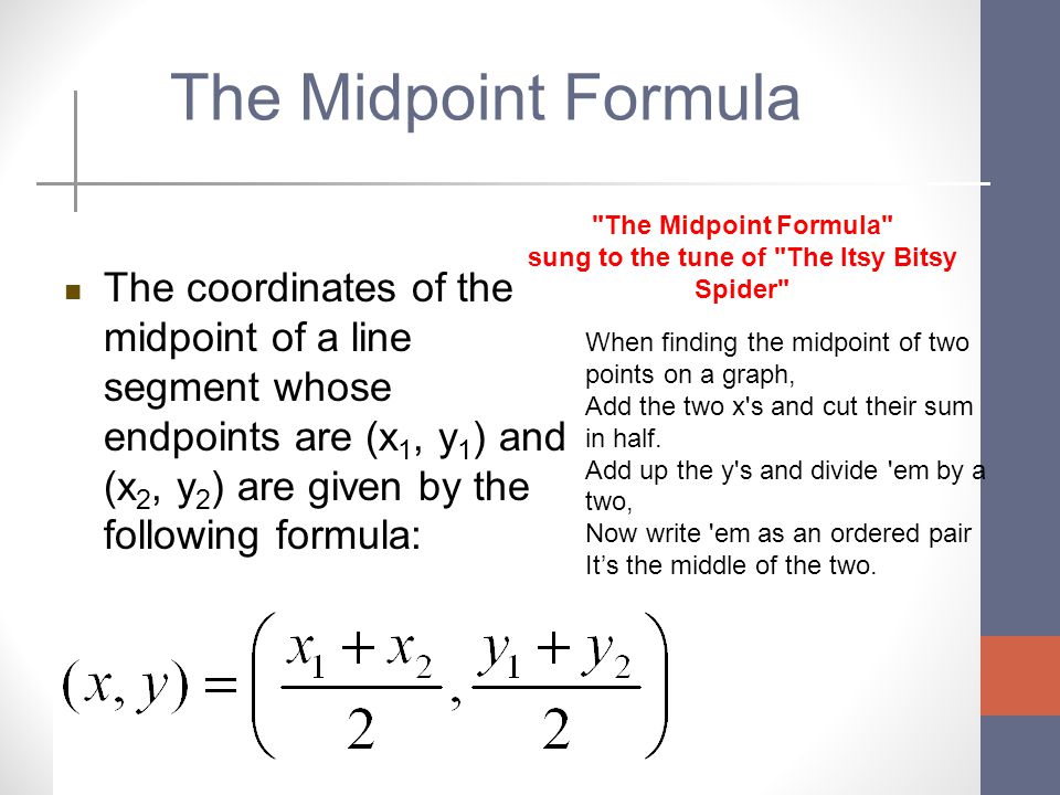 Distance And Midpoint Formula Distance And Midpoint Formula